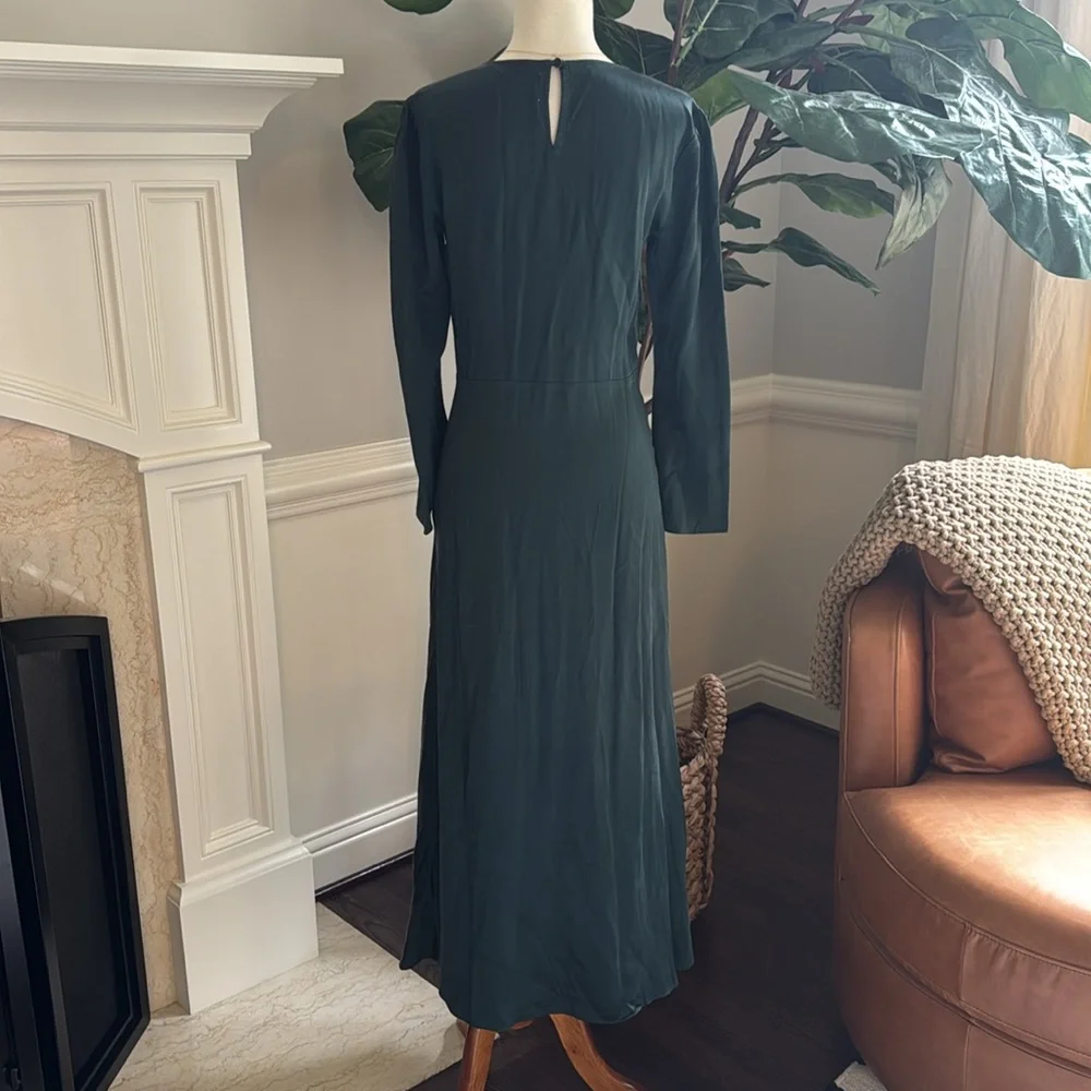 Doen Melinda Heirloom Silk Long Sleeve Dress in Alpine Green - Picture 4 of 6